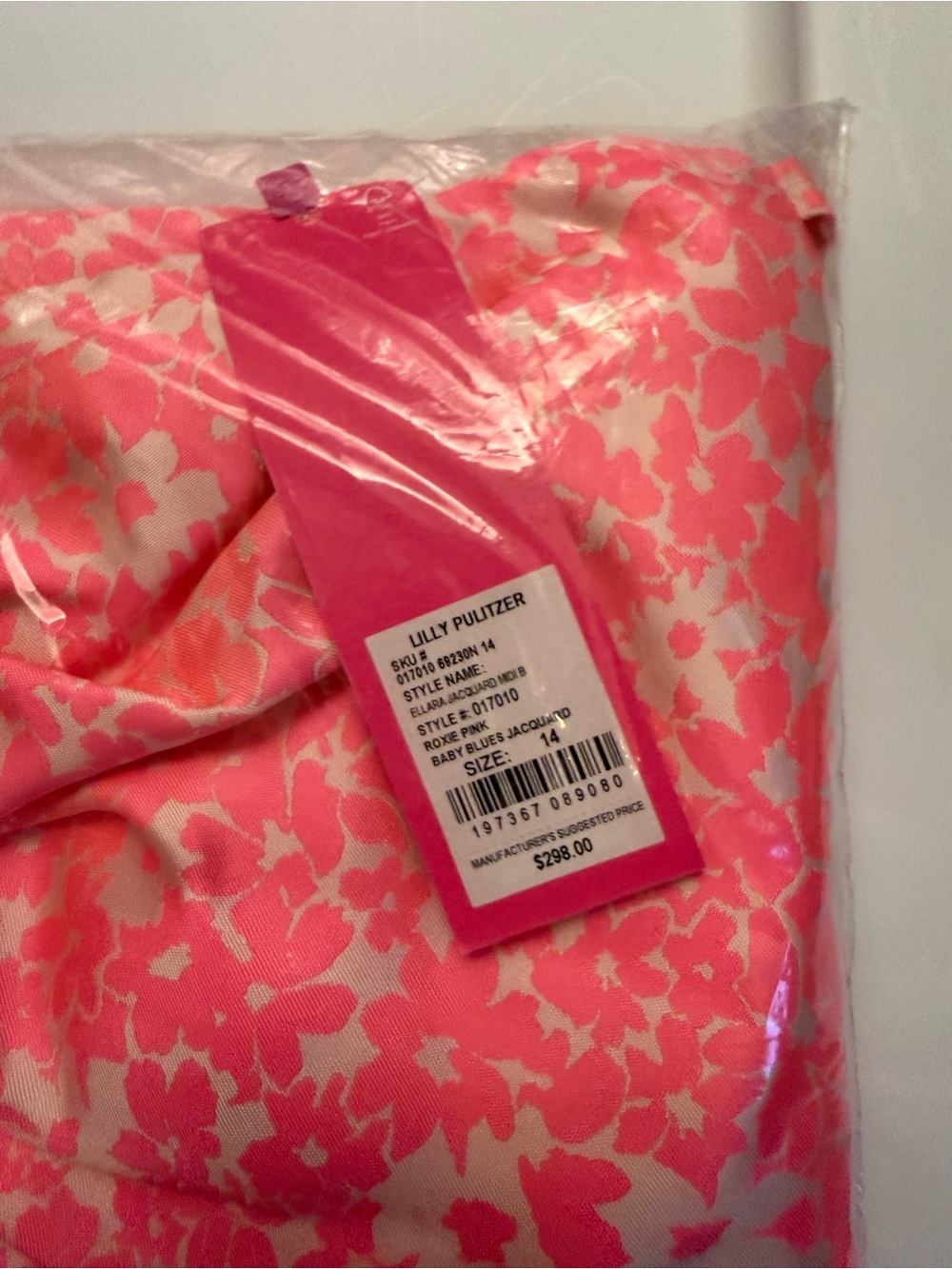 Lilly Pulitzer Ellara Midi Bow Dress - Roxie Pink Baby Blues Jacquard - 14 NWT - Picture 4 of 4